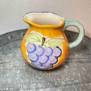 Vintage Guyroc Colorful Ceramic Pitcher with Fruit Design